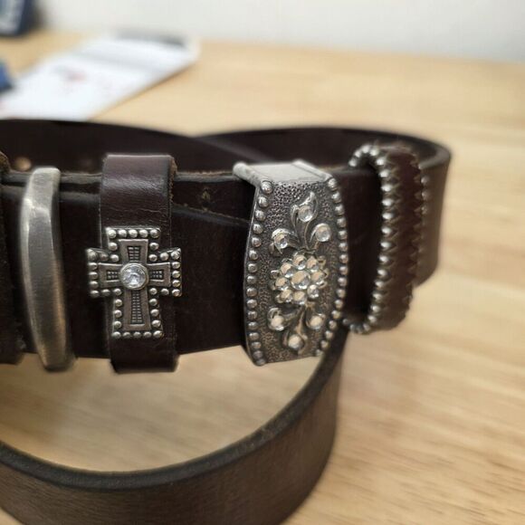 Cowgirl buckle Statement Belt WESTERN Size Large cowboy RODEO Brown leather main image 11